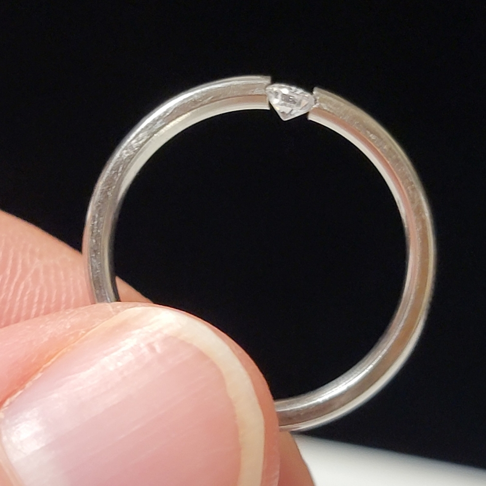 Diamond Tension Ring Silver Tone - Simulated Stone - Picture 5 of 10